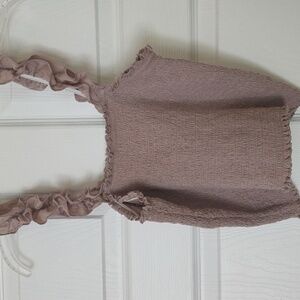Aerie Elegant Mauve Ruffle Strap Ruched Top Size Small